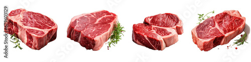 Raw fresh beef steak Hyperrealistic Highly Detailed Isolated On Transparent Background Png File