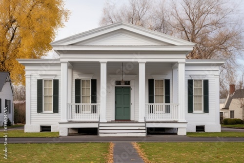 greek revival structure with fluted pilasters and simple pediment