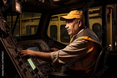 isolated image of a train drivers cab