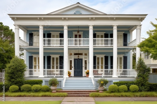 greek revival home with a symmetrical porch