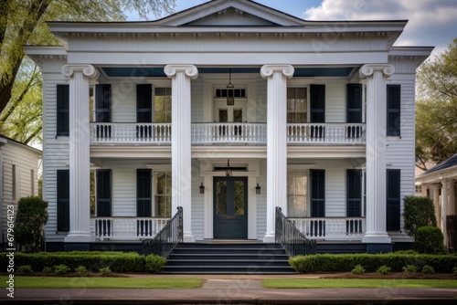 greek revival style building with fluted pilasters