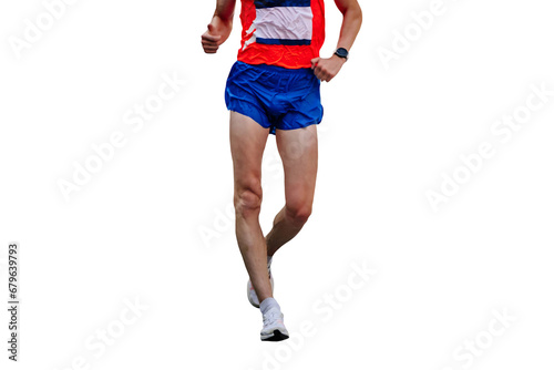 male racewalker walking distance in athletics competition, isolated on transparent background