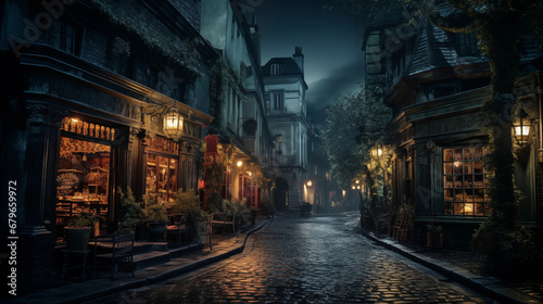 old town street in night