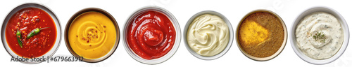 various dipping sauces in a bowl