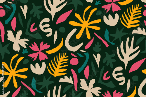 Minimalist abstract floral print. Modern trendy seamless pattern.