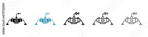 Moon lander line icon set. Space mars rover symbol for UI designs.