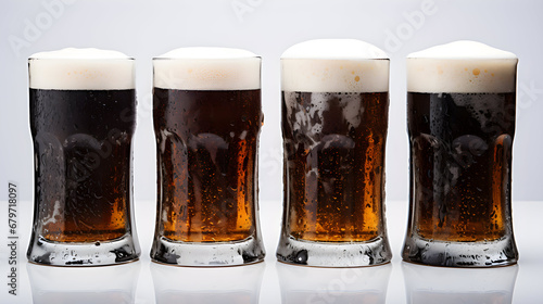 Set of Glasses of Beer Isolated on white Background