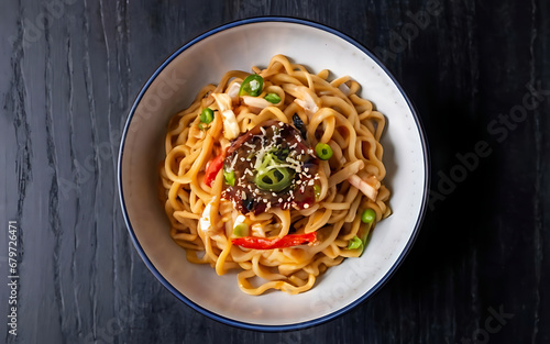 Capture the essence of Udon in a mouthwatering food photography shot Generative AI