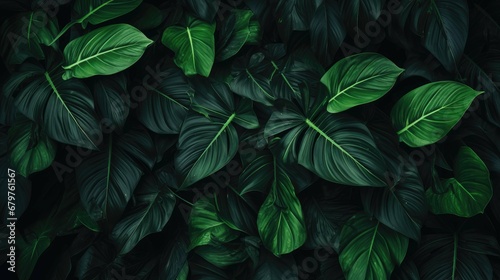 Abstract green leaf texture, nature background, tropical leaf