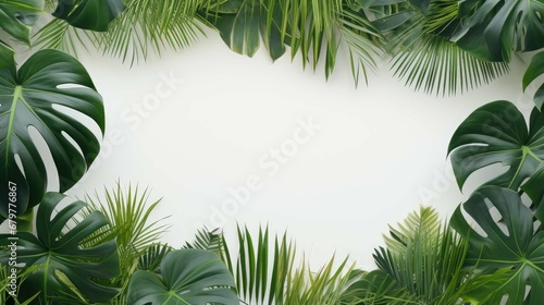Palm leaves on summer background