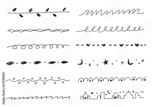 シンプルな手描きの罫線セット 仕切り線