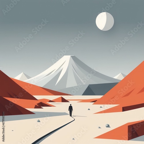 abstract landscape with mountain and mountains in the morning, vector art abstract landscape wi