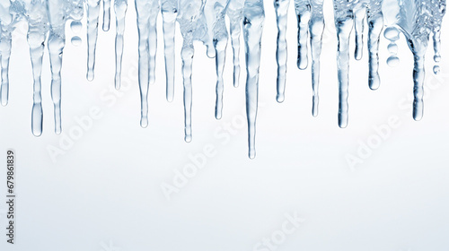 a white background framed by icicles