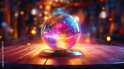 Multi-colored glowing magical fortune teller's crystal