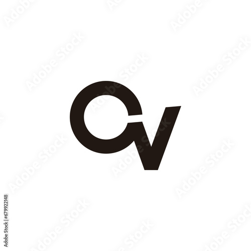 letter cv circle geometric rotate logo vector