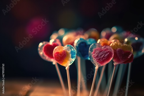 defocused lollypop hearts candy 