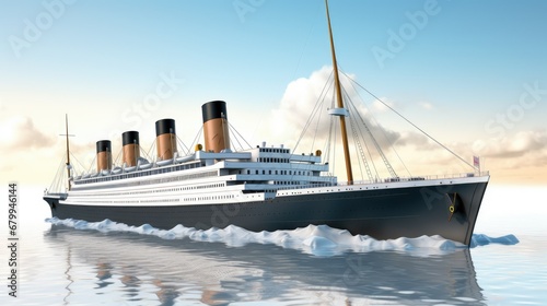 RMS Titanic isolated on white background. 3D Rendering