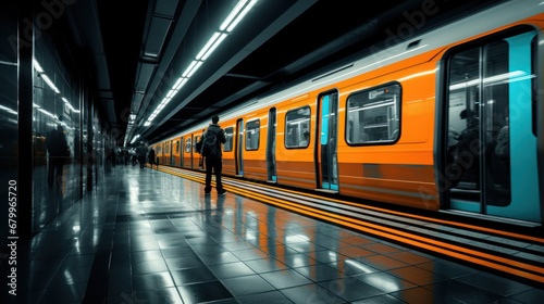 passenger train in the subway station