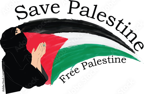 Free Palestine, save Palestine, save Humanity watercolor vector illustration