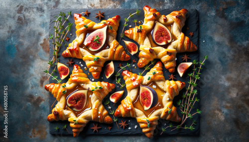Puff pastry tart with fresh figs and a glaze of honey