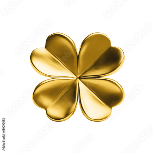 Golden Four-Leaf Clover - Symbol for Good Luck Isolated 