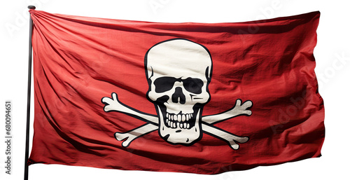 Red pirate flag (Jolly Roger), cut out
