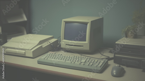 Vintage old computer from 1990's, old workstation