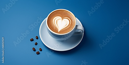 warm coffee with the usual heart on the top, cup of coffee with heart. Generative Ai content