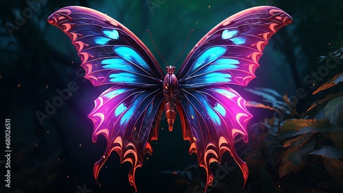 Admiral Butterfly animal neon Color illustration AI Generated pictures