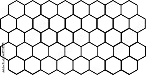 Sleek Elegance: Black Outline Honeycomb Vector - Contemporary Design with Hexagonal Harmony and Stylish Minimalism