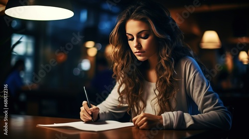 A beautiful woman entrepreneur writing notes