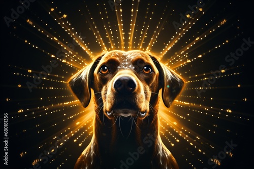 An enlightened dog harnessing celestial energy