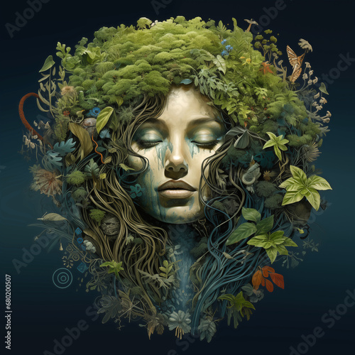 Natural portrait of a woman representing mother earth