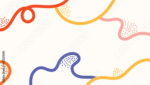 Abstract Colorful Hand drawn Lines Illustration, Memphis Pattern Line Background