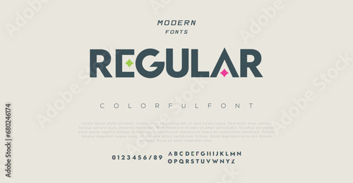 Regular abstract digital technology logo font alphabet. Minimal modern urban fonts for logo, brand etc. Typography typeface uppercase lowercase and number. vector illustration