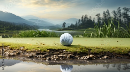 Golf ball on the golf course.
