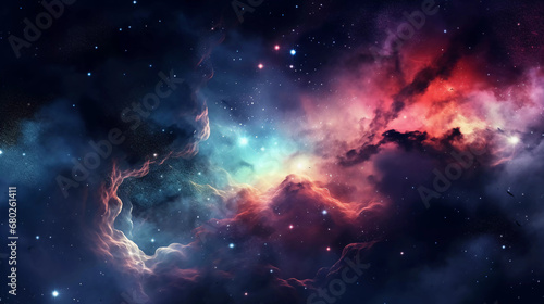 Colorful space galaxy cloud nebula. Stary night cosmos