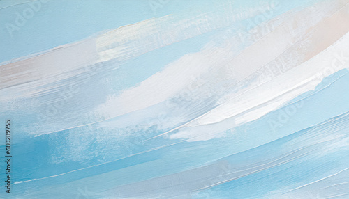 Abstract acrylic paint textured soothing blue background minimalist waves in the sea or frosty cool winter landscape. Brush strokes on canvas contemporary art graphic design element.