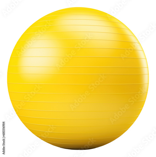 yellow fitness ball isolated.