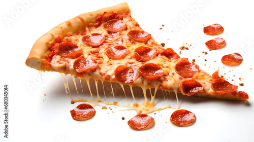 Delicious tasty slice of pepperoni pizza