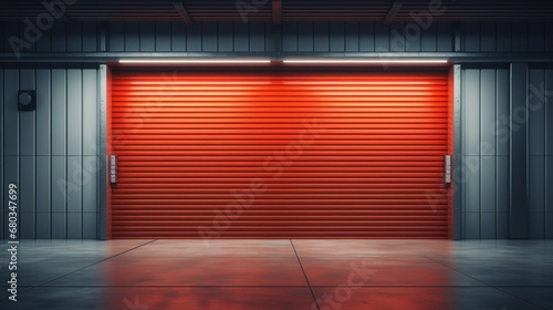 Roller door or roller shutter using for factory ware AI generated illustration