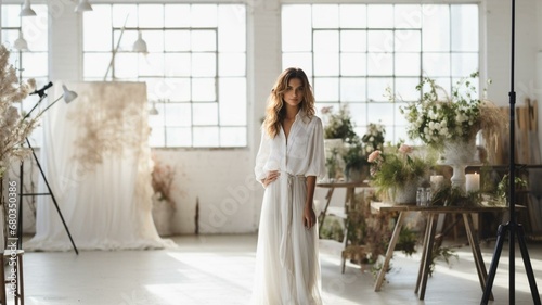 Woman standing in a studio