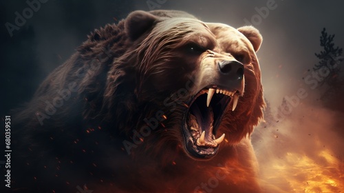 angry bear background wallpaper ai generated