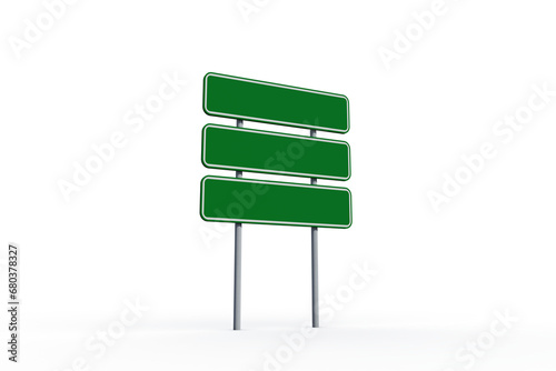 Digital png image of green road signs with copy space on transparent background