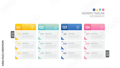 Business step timeline infographic arrow template. Modern milestone element timeline diagram calendar vector.