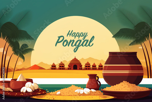 Happy Pongal Religious Festival , Tamil Harvest Festival Of South India