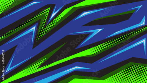 Abstract car sticker stripes with green background and halftone effects