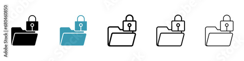 Confidential Project vector icon set. Secret sensitive information symbol. Non-disclosure agreement symbol in black and white color.