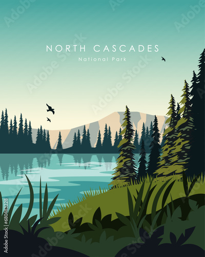 North Cascades National Park travel poster