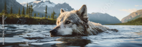Schwimmender Wolf
